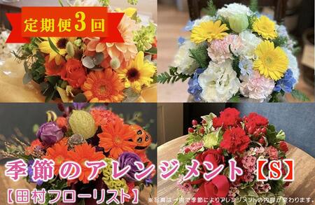 季節のフラワーアレンジメント Sサイズ 3回 定期便 3ヶ月 花 生花 フラワー ギフト プレゼント 贈り物 お祝い 記念日 誕生日 母の日 敬老の日 インテリア 雑貨 飾り おしゃれ 華やか かわいい 季節の花 アレンジメント ブーケ 癒し 岩手県 盛岡市 東北 岩手 盛岡 有限会社田村フローリスト