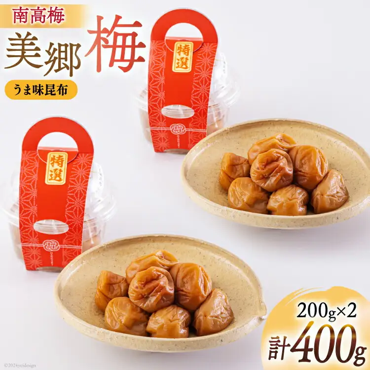 南高梅 梅干し 美郷梅 昆布 200g×2 3Lサイズ 塩分控えめ A級品