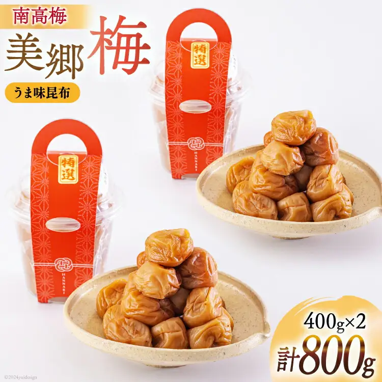 南高梅 梅干し 美郷梅 昆布 400g×2個 3Lサイズ 塩分控えめ A級品