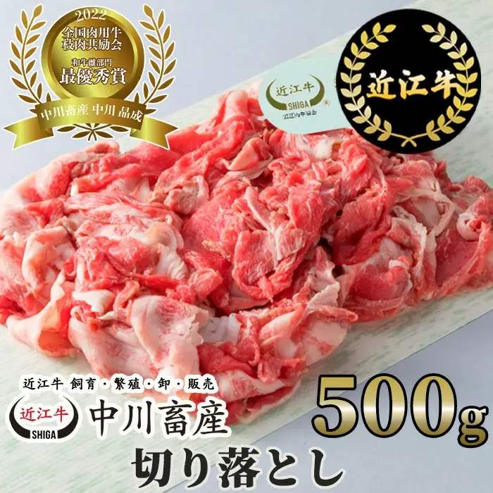 令和4年度 全国肉用牛枝肉共励会 最優秀賞受賞 中川牧場の近江牛切り落とし 500g （株）高島屋洛西店 滋賀県 東近江市 A-C08 [高島屋選定品] 近江牛 牛肉 和牛