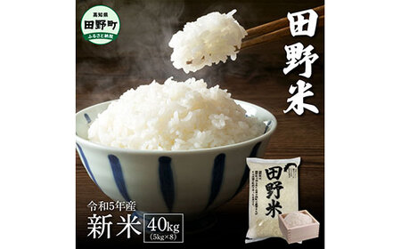 令和5年産  田野米  40kg （ 5kg × 8袋 ） ～ 精米 ・ 白米 ～
