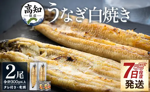 高知県産うなぎ 白焼き 150～180ｇ 2尾 白焼き yw-0114