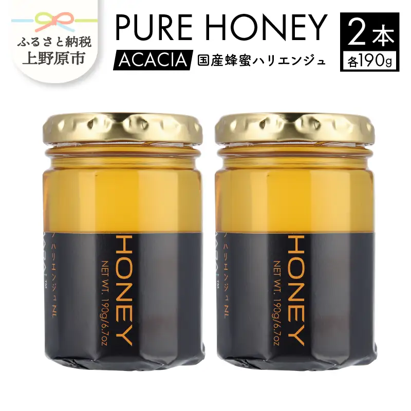 山梨県上野原市産ハチミツ ハリエンジュ（190g 2本 計380g）上野原市産 はちみつ ハチミツ 蜂蜜 天然 380g 2本 ハリエンジュ ラベルレス マイルド 贈答 プレゼント ギフト 贈り物 送料無料 山梨県 上野原市