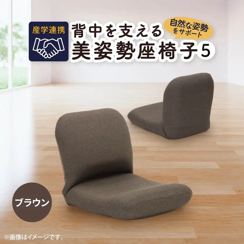 産学連携　背中を支える美姿勢座椅子5　ブラウン_雑貨・日用品 椅子・チェア・ソファ 家具・インテリア _【1201648】