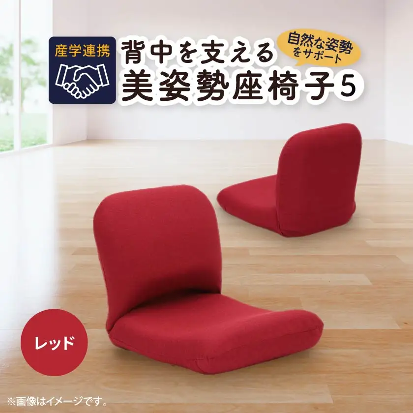 産学連携　背中を支える美姿勢座椅子5　レッド_雑貨・日用品 椅子・チェア・ソファ 家具・インテリア _【1201652】