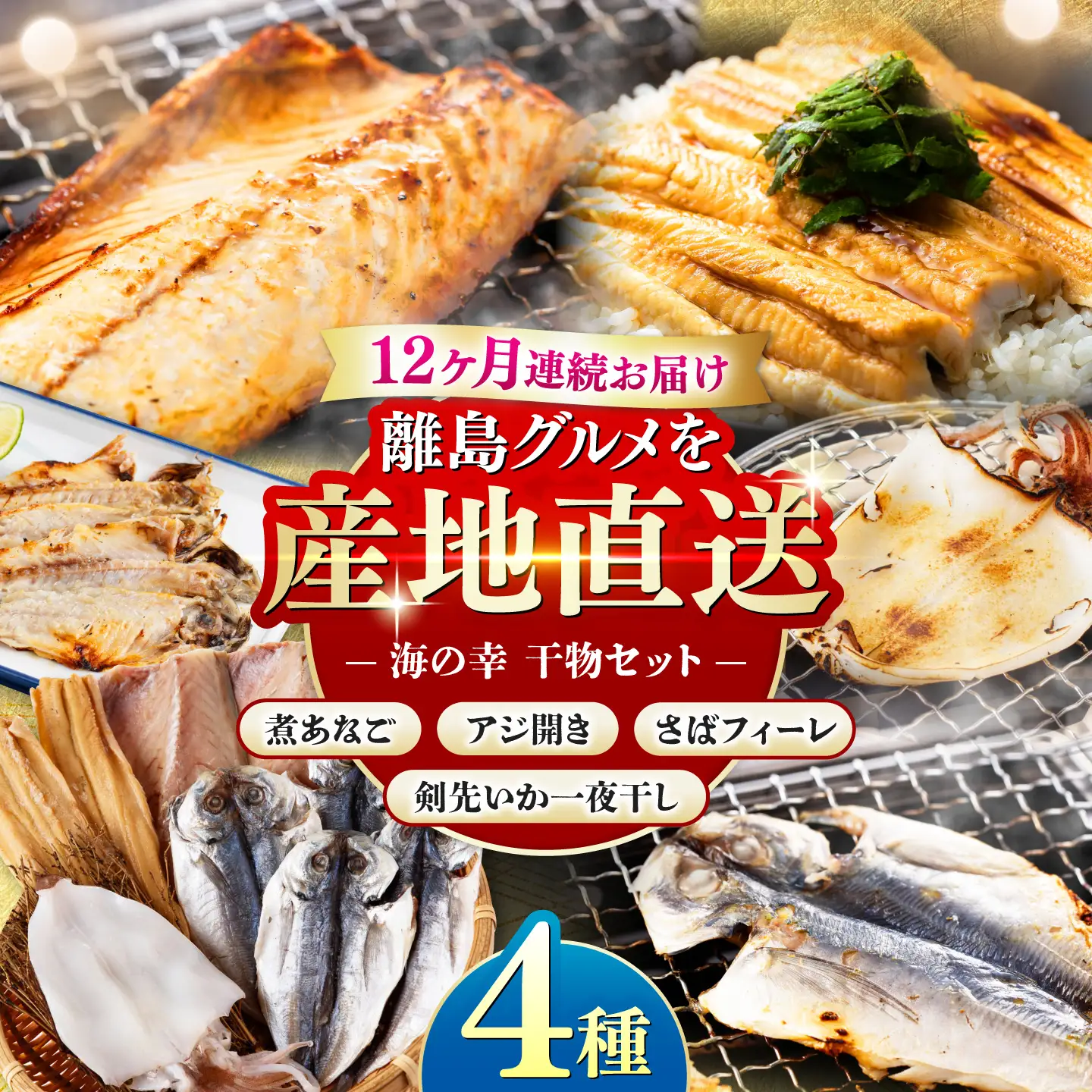 【全12回定期便】対馬 海の幸 干物 セット [WAC029]冷凍 魚 イカ 鯵 アジ 剣先いか さば 穴子 ひもの