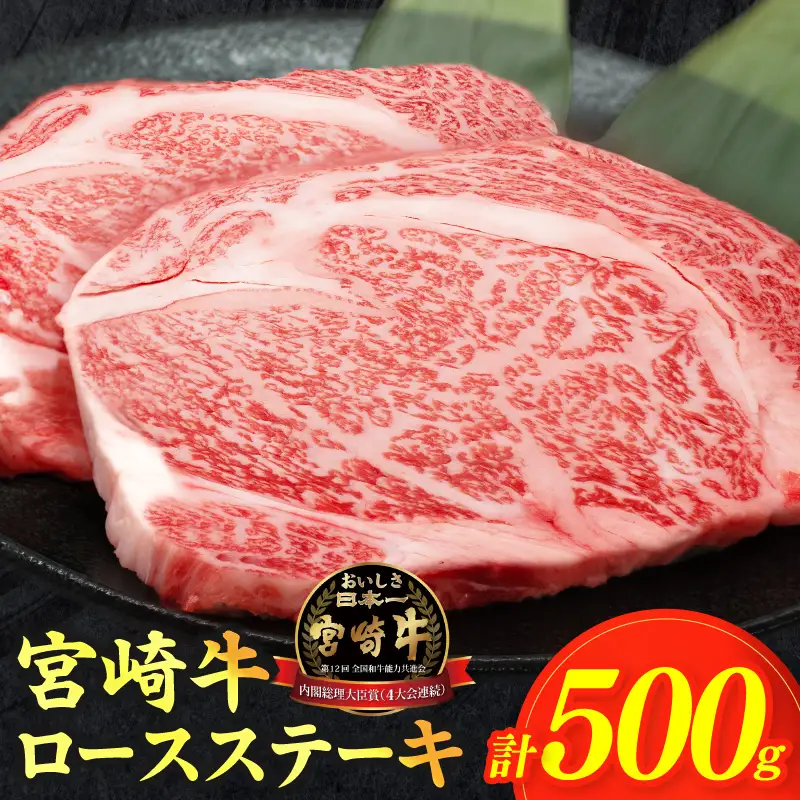 【畜産農家応援】≪数量限定≫宮崎牛ロースステーキ(計500g) 肉 牛 牛肉 焼肉 国産_T030-1076