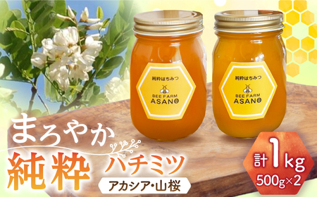 純粋ハチミツ 2種セット (アカシア500g×1 山桜500g×1) 瑞浪市 / honey shop Bee farm asano 蜂蜜 はちみつ [AZBT013]