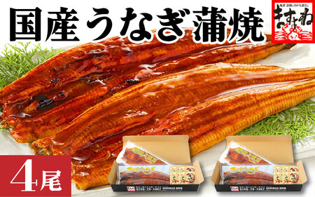 [001-b002] 国産うなぎ蒲焼き4尾セット