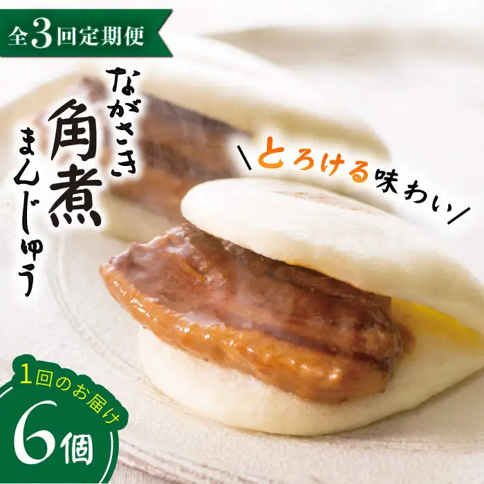 【3回定期便】【これぞ王道！】 長崎 角煮まんじゅう （6個）×3回定期便  角煮まん ＜岩崎本舗＞ [CFE011]