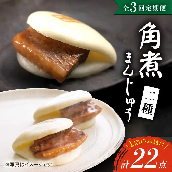 【3回定期便】【W角煮まん祭DX】 角煮まんじゅう （12個）＆ 大とろ角煮まんじゅう （10個）  角煮まん 角煮 長崎 ギフト 贈り物 ＜岩崎本舗＞ [CFE035]