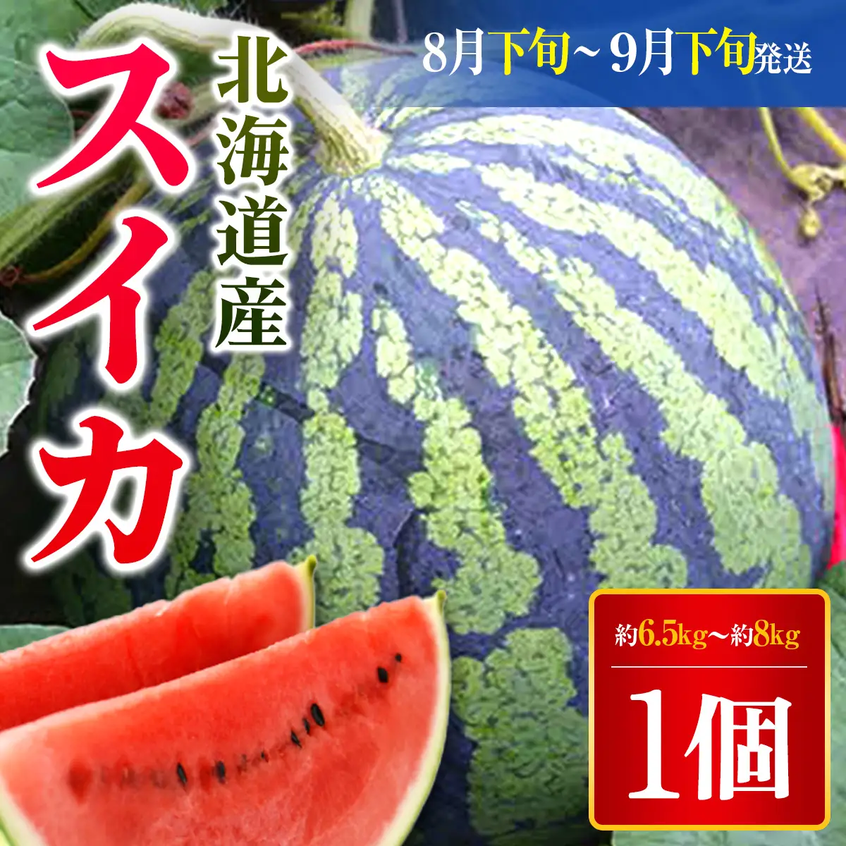【2026年8月下旬より発送】北海道厚沢部町産 スイカ1個（第2期：8月下旬～9月下旬の間に発送） ASO022