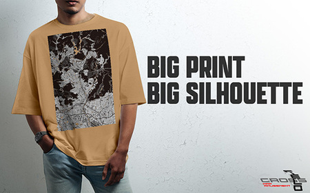 【川西】地図柄ビッグシルエットTシャツ（サンドカーキ）Sサイズ［No.339-01］