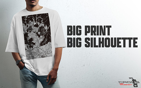 【川西】地図柄ビッグシルエットTシャツ（ホワイト）Sサイズ［No.344-01］