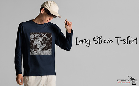 【川西】地図柄ロングスリーブTシャツ（ネイビー）Lサイズ［No.346-03］