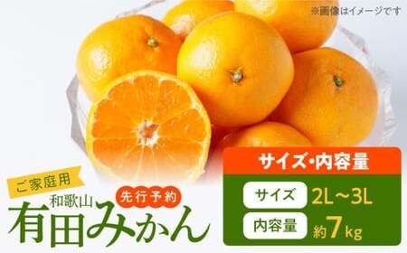 【2026年先行予約】ご家庭用　有田みかん 約7kg (2L、3Lサイズ)【湯浅町】_AT6315