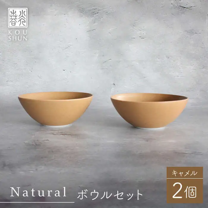 【波佐見焼】Naturalシリーズ ボウル 2個セット (キャメル） 皿 マット【光春窯】[XD92] 波佐見焼