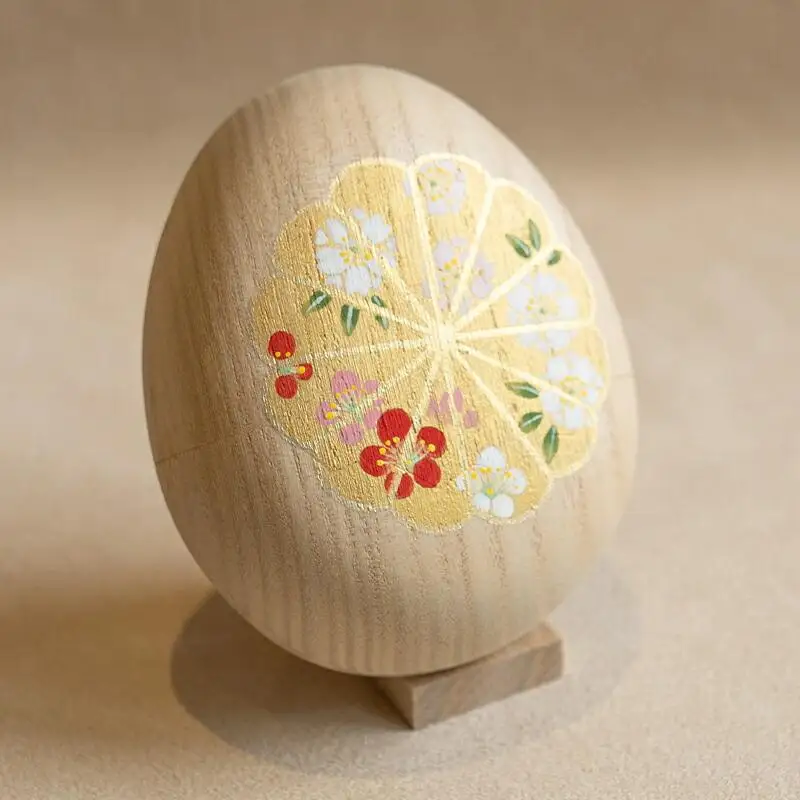 【箱藤商店】桐製たまご箱（菊文様）〈京都日本画絵師絵付け〉