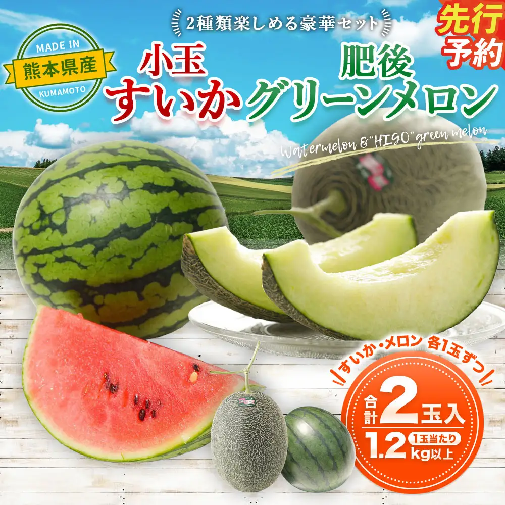 ＜ R8年熊本地震復興支援 ＞熊本産 小玉すいか＆肥後グリーンメロン【2027年4月下旬～7月上旬迄順次発送予定】すいか メロン 果物 フルーツ