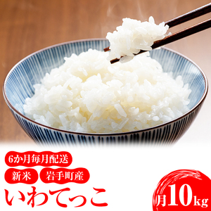 【定期便】新米岩手町産いわてっこ10㎏（5㎏×2袋）6か月毎月配送（計60㎏）