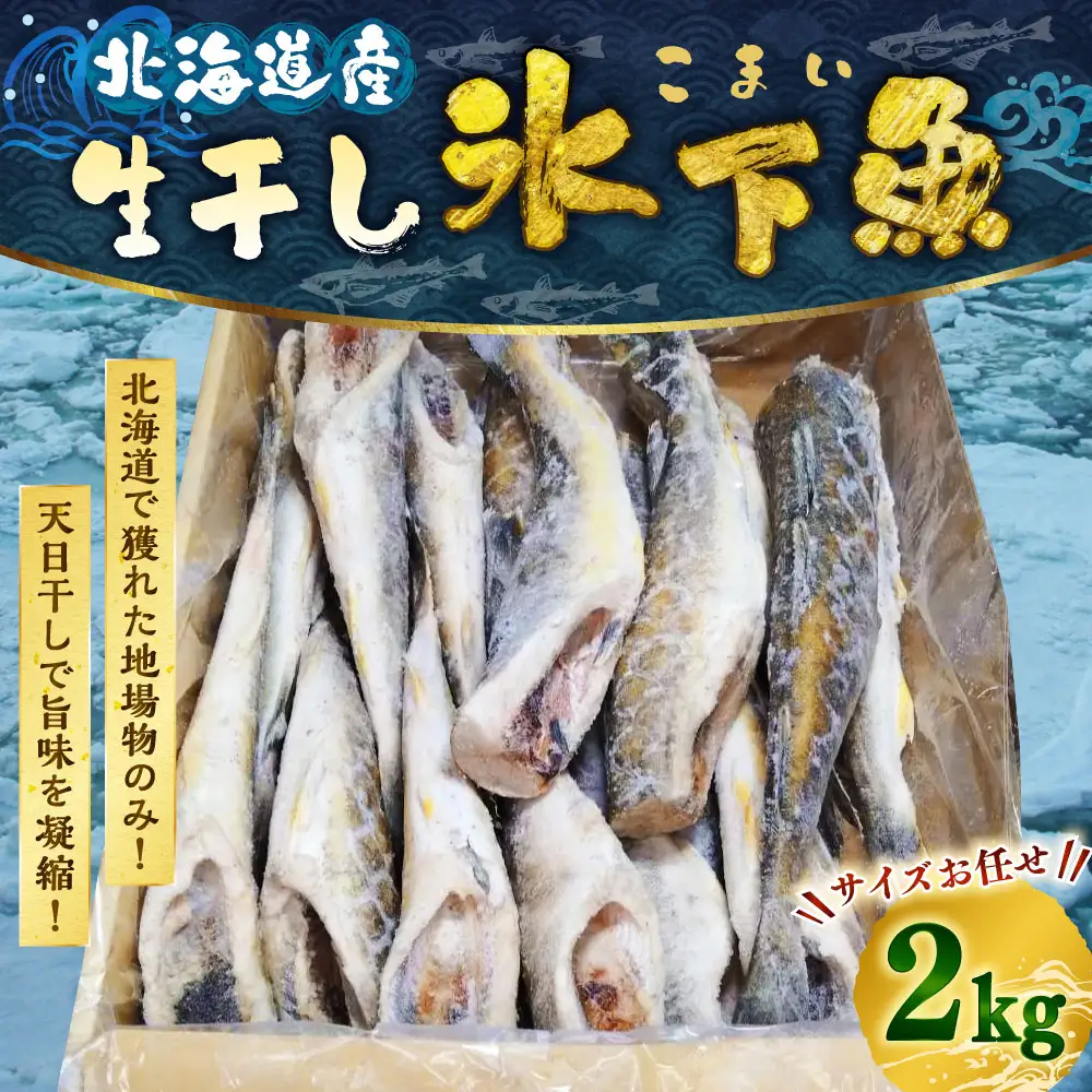 干し氷下魚(サイズお任せ)1kg×2ケース こまい コマイ 魚 白身魚 おつまみ 肴 おかず F4F-2597