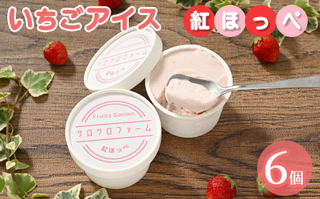 いちごアイス6個セット（紅ほっぺ）苺アイス、イチゴアイス、べにほっぺ　アイス　アイスクリーム　カップアイス