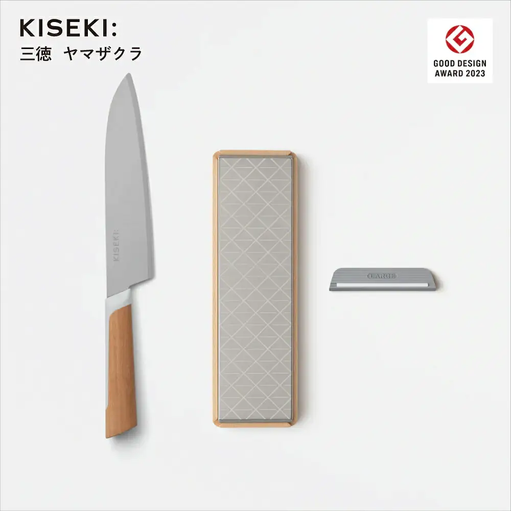 日本初の超硬合金  KISEKI:三徳包丁ダイヤモンド砥石セット［ヤマザクラ］