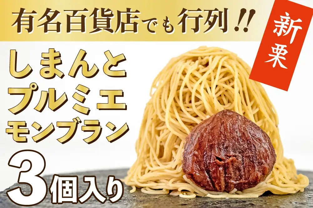 【新栗予約／2026年11月上旬以降順次発送】とろける1mm極細モンブラン「しまんとプルミエモンブラン(3個)」 Qdr-A211 ／白砂糖不使用 添加物不使用 しまんと地栗 国産栗 和栗 きび糖 栗スイーツ 手土産 贈りもの ギフト お取り寄せ 高知 四万十 四万十ドラマ 和菓子 栗菓子 熨斗 御祝 御年賀 御歳暮 御中元