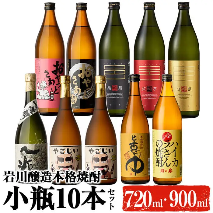鹿児島 本格 焼酎 9種 飲み比べ 小瓶 10本 セット(各720ml・900ml)【大隅家】B96-v04