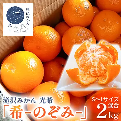 【2025年11月中旬より順次発送】滝沢みかん 光希「希-のぞみ-」２kg（S～Lサイズ） 果物 柑橘 フルーツ 濃厚 薄皮 デザート 食後 