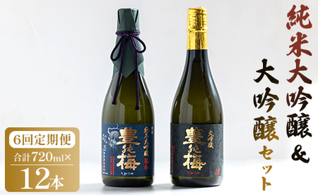 6回定期便 純米大吟醸＆大吟醸セット 720ml各1本（合計12本） - お酒 純米酒 日本酒 地酒 飲み比べ 龍奏 鶯寿 宅飲み お祝い 高木酒造株式会社 高知県 香南市【冷蔵】 Wgs-0195