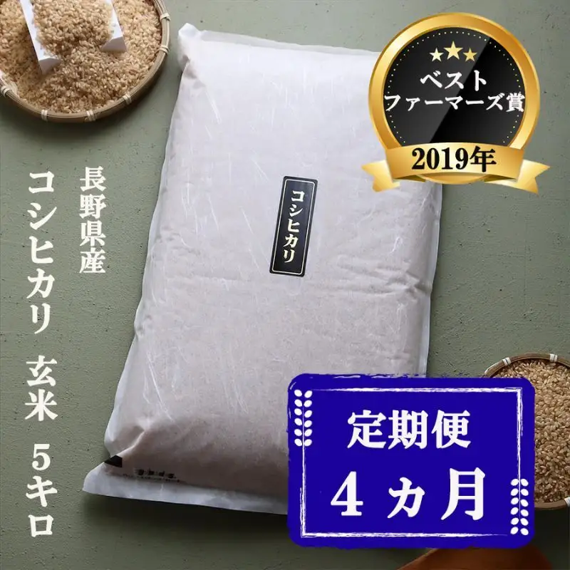 コシヒカリ 定期便 4ヶ月 玄米 5kg 令和8年産 コシヒカリ