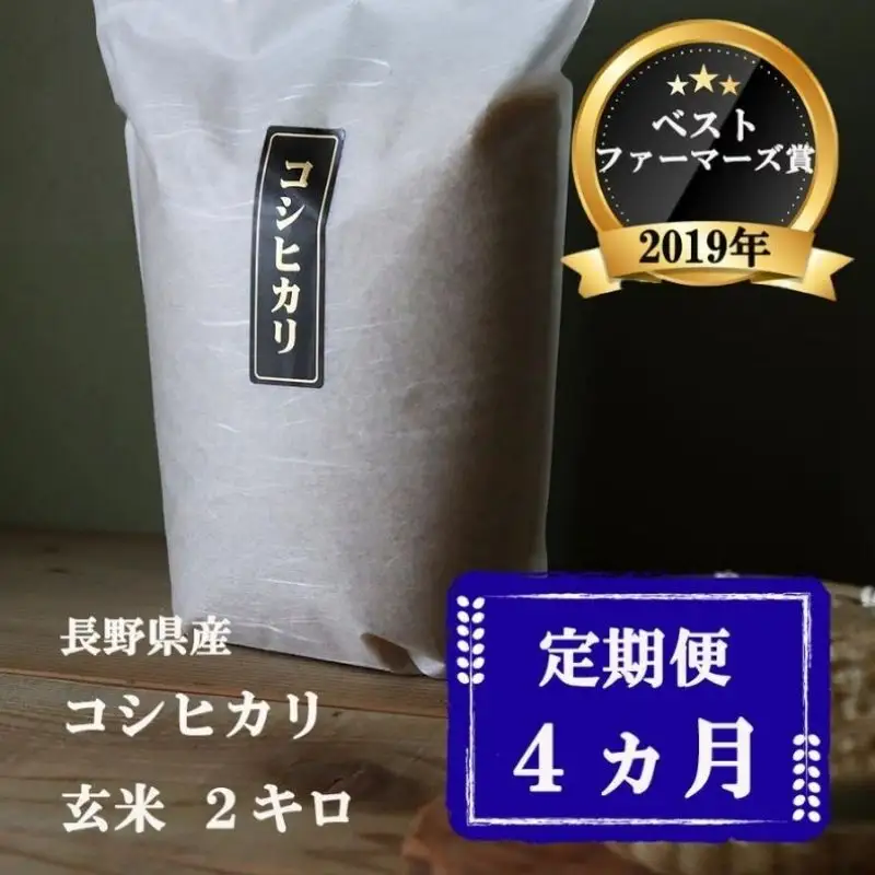 コシヒカリ 定期便 4ヶ月 玄米 2kg 令和８年産 コシヒカリ
