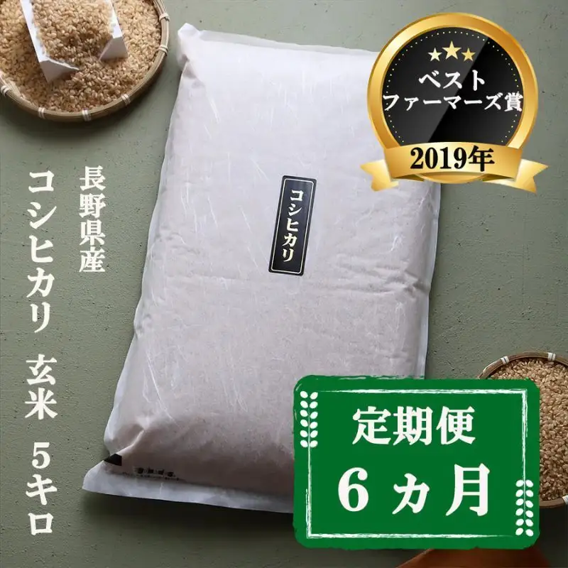 コシヒカリ 定期便 6ヶ月 玄米 5kg 令和8年産 コシヒカリ 