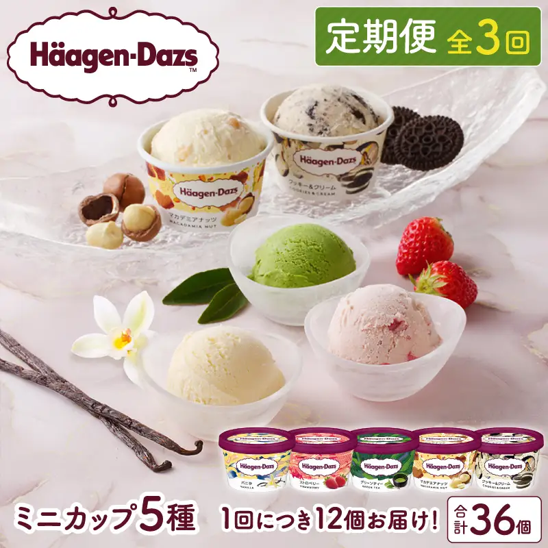 ＜全3回・連続＞お試し定期便！ミニカップ セット ミルクアイス アイススイーツ アイスデザート アイス デザート スイーツ アイスクリーム バニラ ストロベリー グリーンティー クッキー＆クリーム マカデミアナッツ いちご 抹茶 人気 おすすめ お取り寄せ 北海道 浜中町 冷凍 送料無料_H0016-157