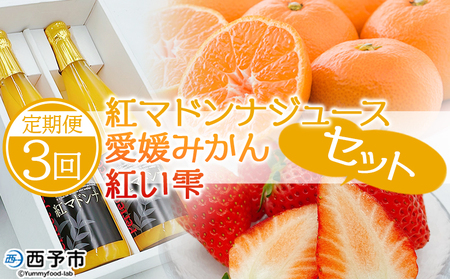 【定期便全3回】紅マドンナジュース・愛媛みかん・谷口農園のいちご（紅い雫） OFA0005
