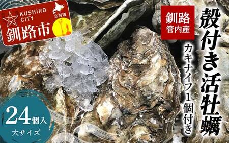 釧路管内産！殻付き活牡蠣【大】 24個 F4F-2986
