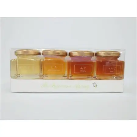 藤原黄金蜂蜜「ゆりの木」・「栃」・「藤」・「りんご」　60g×4本セット_調味料 はちみつ  ハチミツ 蜂蜜_【1411532】