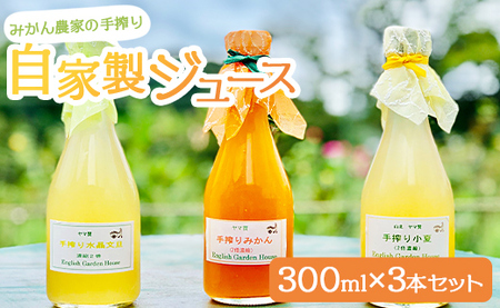 みかん農家の手搾り自家製ジュース(300ml) 3本セット - 山北みかん 小夏 水晶文旦 果汁 飲料 国産 詰め合わせ ２倍濃縮 炭酸割り eh-0032