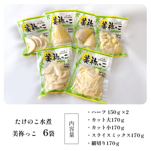 美祢っ子 無添加無着色 たけのこの水煮 6種詰合せ