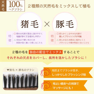 B213-06 職人が作る天然毛100％Ｓ型ブラッシングブラシ