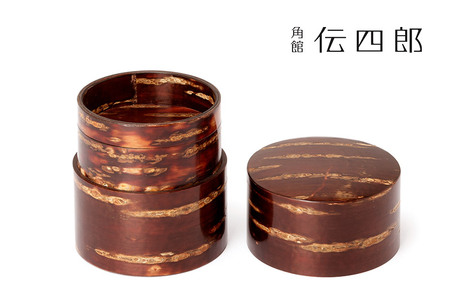 角館樺細工《藤木伝四郎商店》素筒 茶筒（平）無地皮 角館工芸協同組合