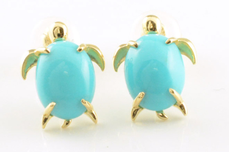 ピアス K18 亀 ターコイズ イエローゴールド スタッドピアス ジュエリーケース付き [シエロ 山梨県 中央市 21470772] アクセサリー ジュエリー アクセ 18金 ハワイ ハワイアン ウミガメ 