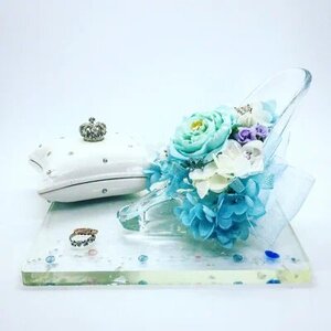 プリザーブドフラワー fleur misakiのガラスの靴シリーズ 「プリンセスのガラスの靴」 ／ お祝い インテリア 雑貨 花 アレンジ プレゼント ギフト 奈良県 田原本町