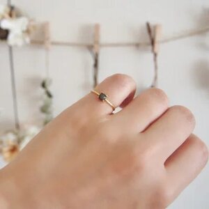 5号 天然石 ブラックオパール リング (Silver925 18KGP仕上げ) ／ Maco アクセサリー シルバー ヘアライン加工 プレゼント 奈良県 田原本町