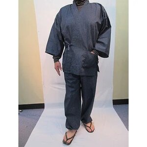 男性用紳士作務衣 (紬織無地) 紺地 M ／ 寺井布帛製造所 くつろぎ着 普段着 和装 奈良県 田原本町