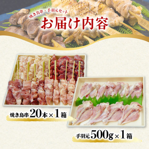絶品！阿波尾鶏の焼き鳥串（20本）と手羽元500ｇセット　地鶏 焼鳥 