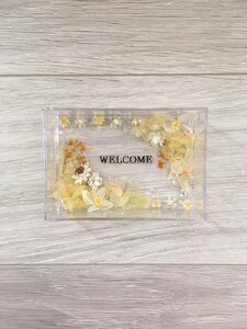 ハーバリウムプレート Welcome （オイル少量タイプ） イエロー ／ kanon インテリア プリザーブドフラワー ドライフラワー ハンドメイド品 奈良県 田原本町
