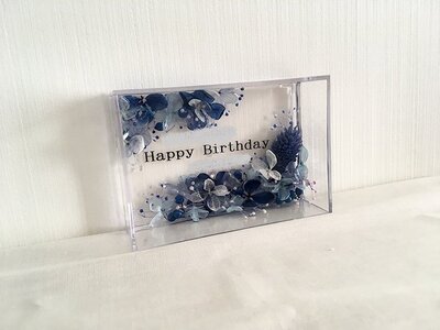 ハーバリウムプレート Happy Mother’ｓ Day （オイル少量タイプ） ブルー ／ kanon インテリア プリザーブドフラワー ドライフラワー ハンドメイド品 奈良県 田原本町
