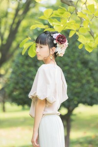 761 コサージュと髪飾りのフラワーアクセサリーセット（ピンク系）